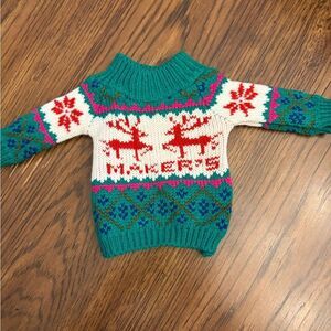 Maker’s Mark Bottle Christmas Festive Knit Sweater with Reindeer Pattern